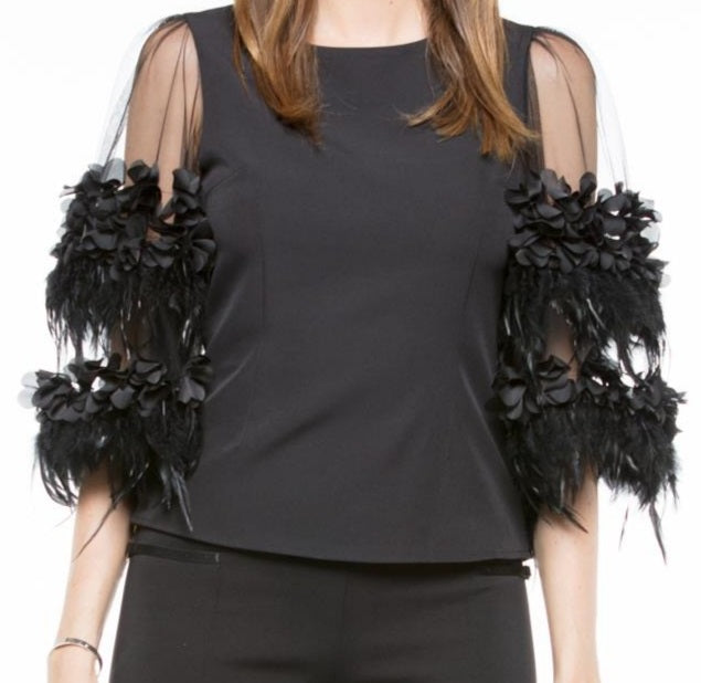 Lace and Feather Trimmed Skirt